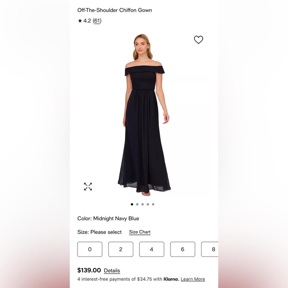 Adrianna Papell Off-Shoulder Navy Blue Dress